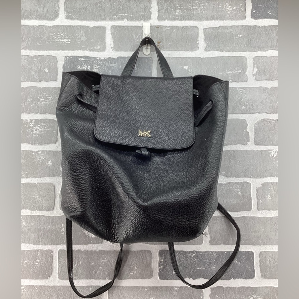 Michael Kora Black Junie Medium Pebbled‎ Leather Backpack